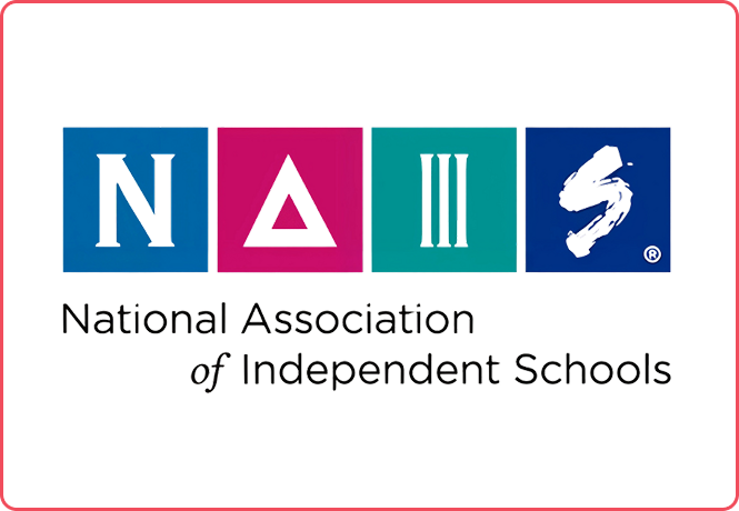 Logo for the National Association of Independent Schools (NAIS), which uses a geometric block design in blue, red, green, and turquoise above the full organization name.